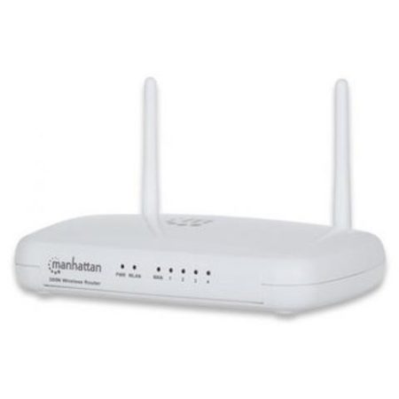 Router Manhattan Router Wireless 300 Mbps 4 Porte Lan Fast Ethernet + 1 Porta Wan Colore Bianco